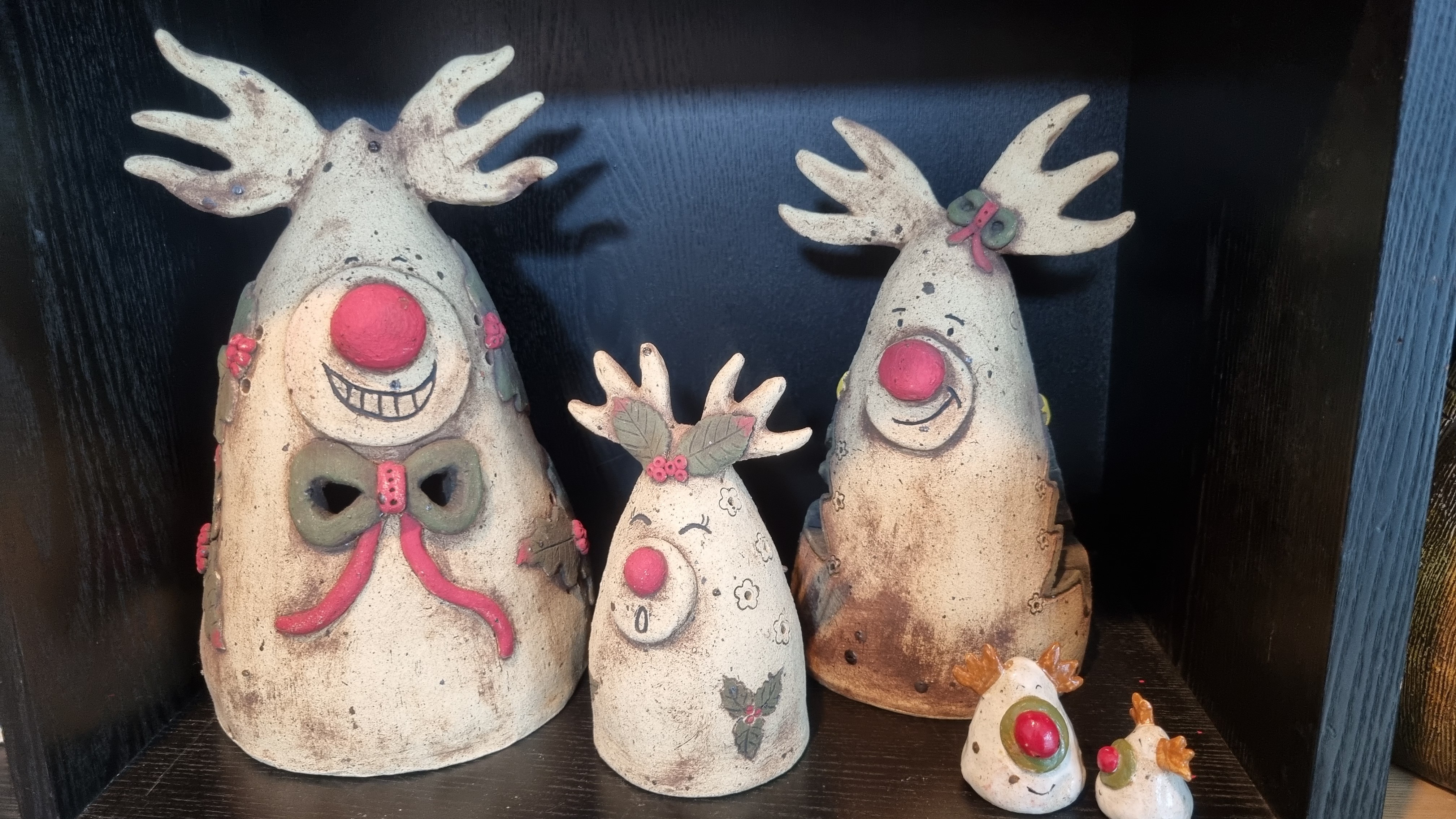 Ceramic reindeer family
